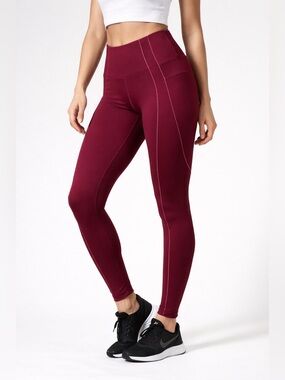 Nike Dri-FIT Yoga Leggings Women’s M‎ Burgundy High Rise Athletic
